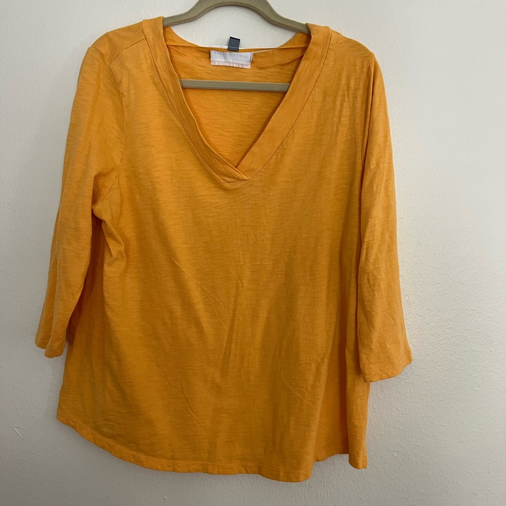 Karen Scott 3/4 length sleeves mustard yellow blouse